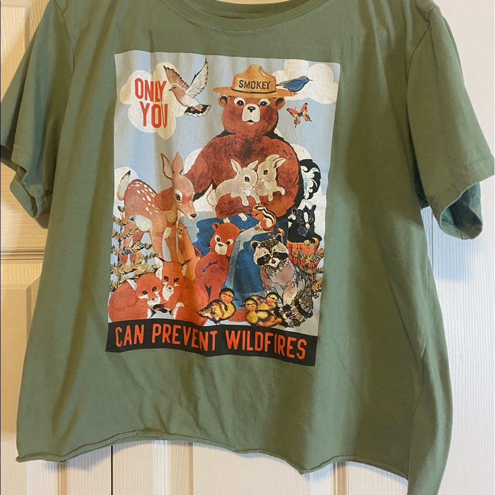 Smokey the bear cropped baby tee XL